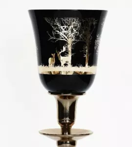 Windlichtaufsatz schwarz gold Teelichtaufsatz Bauernsilber H14 / Ø10,5cm Hirsch - Bild 1 von 5