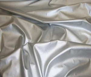 Vinyl Faux Leather Dance Clothing Silver Two Way Stretch fabric 58" wide  - Picture 1 of 1