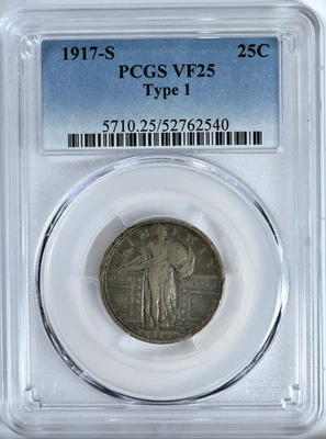 1917 S Type 1 Standing Liberty Quarter PCGS Graded VF25 Silver Coin 5710 - Image 1 of 2