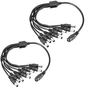 Divisor de cable de alimentación de CC de 2 piezas para cámara CCTV 1 macho a 8 hembra de 5,5 x 2,1 mm - Imagen 1 de 6
