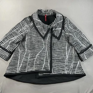 Chaqueta IC Connie K para mujer mediana negra y plateada abrigo envolvente arte para usar con puños - Imagen 1 de 7