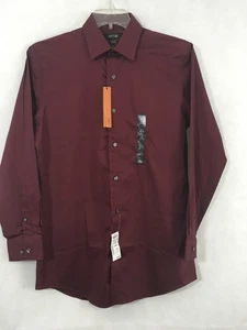 Neu mit Etikett Apt. 9 Herren Slim Fit Langarm Hemd mit Knopfleiste Größe 15,5 32/33 weinrot - Bild 1 von 7