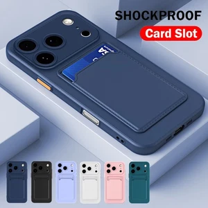 For iPhone 17 Pro/17 Air/15/16 Pro Max Silicone TPU Wallet Card Slot Case Cover - Picture 1 of 54