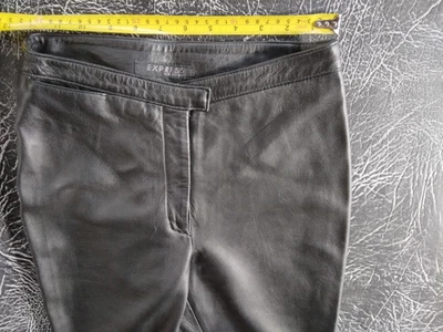 Pantalones forrados negros de cuero suave real 100 % genuinos EXPRESS PARA MUJER TALLA XS pequeños Foto 1 de 4