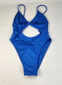 Traje de baño duro para mujer corte frontal de una pieza azul pequeño  - Imagen 1 de 8