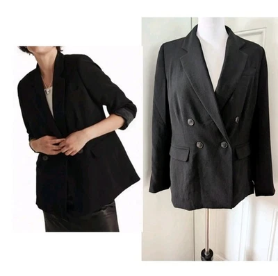 Madewell Rosedale Crepe Blazer Size 8 NWT Black Double Breasted Career Or Casual - Image 1 of 4
