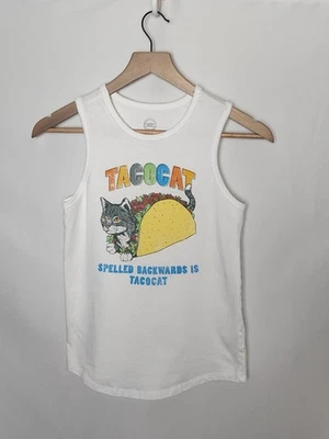 Camiseta sin mangas Wonder Nation Boys grande (10/12) TACO CAT sin etiquetas blanca mangas sin mangas Foto 1 de 4