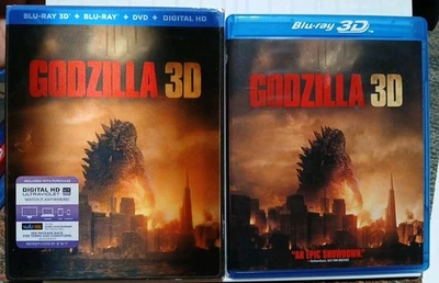 GODZILLA 2014 3D + BLU-RAY + DVD Rare OOP W/ Lenticular Slipcover - Tested - Image 1 of 4