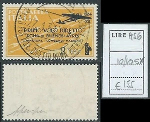 1934 REGNO POSTA AEREA USATO ROMA BUENOS AYRES 2 LIRE FILIGRANA LETTERA - FL06 - Picture 1 of 1