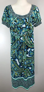 Abito Collezione Stile Londra - Taglia 16 - Disegno Paisley Multicolore Blu/Verde - Foto 1 di 14