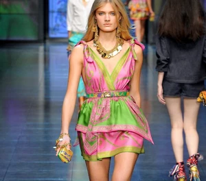 NWT 2012 RUNWAY D&G: Dolce & Gabbana, Silk Scarf Pink Mini Dress: IT 42, US 6 - Picture 1 of 11