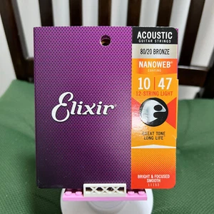 Elixir Guitar Strings Acoustic Nanoweb 10 47 Light Bronze Bright Smooth Steels - Picture 1 of 5