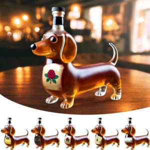 Humorous Dog Statue Decanter for Collectors 350ml Glass Dachshund Whiskey Bottle - Picture 1 of 17