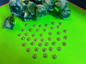LOVELY SILVER FLOWER BEAD CAPS x 45 ( 9 mm ) JEWELLERY MAKING / CRAFT # 430 - Picture 1 of 5