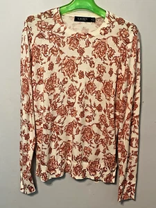 Ralph Lauren leichter Frühling Langarm Pullover Pulli creme geblümt Gr. M - Bild 1 von 9