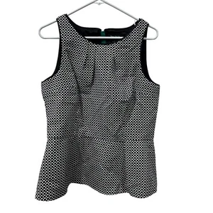 White House Black Market Damen Top Größe 12 Schwarz Weiß Baumwolle Stretch Schößchen - Bild 1 von 6