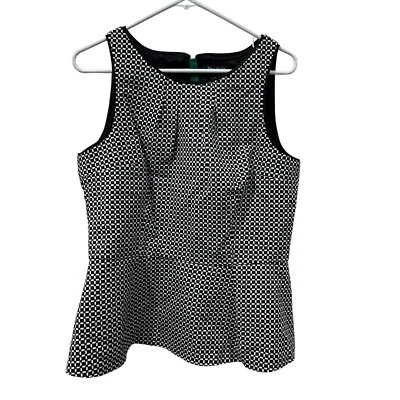 Top de mujer White House Black Market talla 12 negro blanco algodón elástico peplum Foto 1 de 4