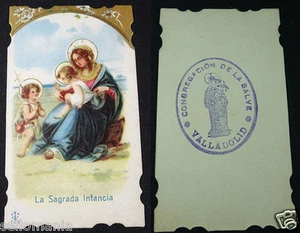 ALTE SELIGE DIE HEILIGE KINDHEIT HEILIGE KARTE MIT GEMEINDESIEGEL CC1207 - Bild 1 von 3