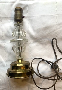 Vintage Glass & Brass Small 10" Inch Table Lamp NO SHADE Long 80"Cord - Picture 1 of 7