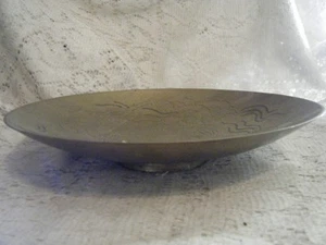 Vintage~Antq GRANDE ottone inciso Ftd.Compote Vanity Console pezzo centrale ciotola~India~ - Foto 1 di 8