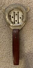 Vintage Mid Century Modern Brass Cocktail Bar Strainer Wood Handle