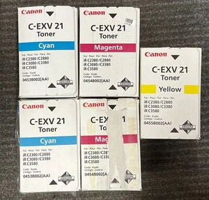 5 original Canon Toner C-EXV 21 Cyan Yellow Magenta OVP IR C2380 IR C2880 C3080 - Bild 1 von 1