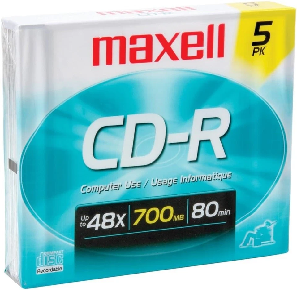 Maxell CD-R 5 pack with cases New & sealed! - Image 1 of 1