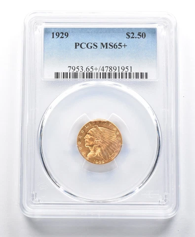 MS65+ 1929 $2.50 Indian Head Gold Quarter Eagle PCGS *2708 Cover