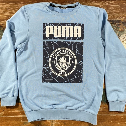 Puma Manchester City Sweater Mens Medium Blue Soccer Futbol MLS England Soft Cover