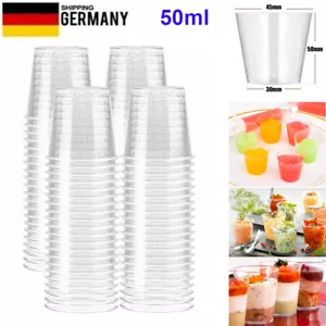DE Plastikbecher Transparent Einweg Party Gelee Kuchen Dessert Schälchen Tassen - Bild 1 von 14