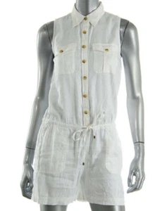 Ralph Lauren Romper Jumpsuit White Sleeveless Linen Blend Size AU16P US12P  - Picture 1 of 2