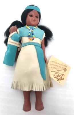 VINTAGE Carlson Dolls Native American Mescalero Indian Princess W/Papoose 7.5" - Image 1 of 4