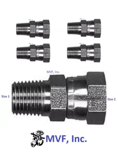 3/8" Male NPT x 3/8" Female NPSM Swivel Adapter Steel (5-Pack) 1404-06-06(x5) - Picture 1 of 4