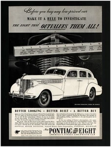 1938 Pontiac Silver Streak Eight Sedan Original Print Ad ~ GM car - Picture 1 of 1