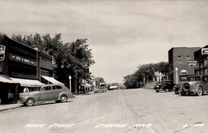 CARTOLINA RPPC MAIN STREET STANTON IOWA - Foto 1 di 2