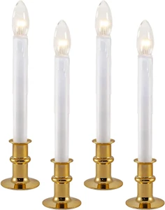 Ultra-Bright LED Window Candles with Timer, Battery Operated, Metal Base, White - Picture 1 of 8
