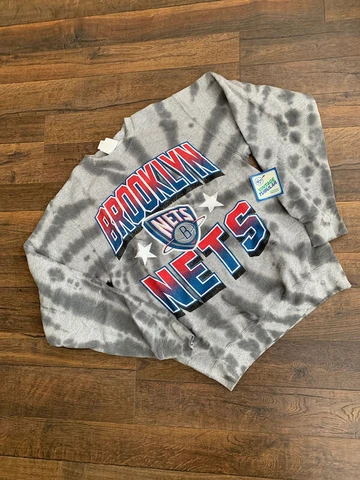 NBA BROOKLYN NETS men's crew neck sweatshirt , tie dye,  2XL, NEW, '47 Cover