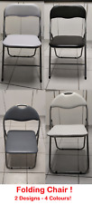 Folding Chair Padded Leather For Studying Office Black/White/Grey Metal Frame !
