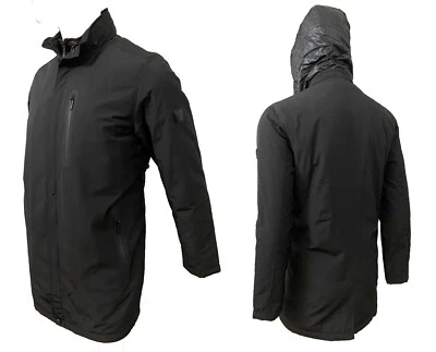 $250 TUMI T-TECH Men XL (chest 54" x 34" long) Black Hood Parka Field Jacket NWT - Image 1 of 4