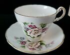Regency English Bone China Tea Cup And Saucer Pink Floral Gold Rimmed
