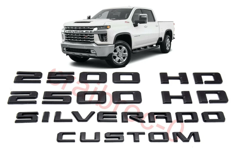 4 peças preto 2019-2023 Chevrolet Silverado 2500 HD kit emblema personalizado fabricante de equipamento original GM - Imagem 1 de 4