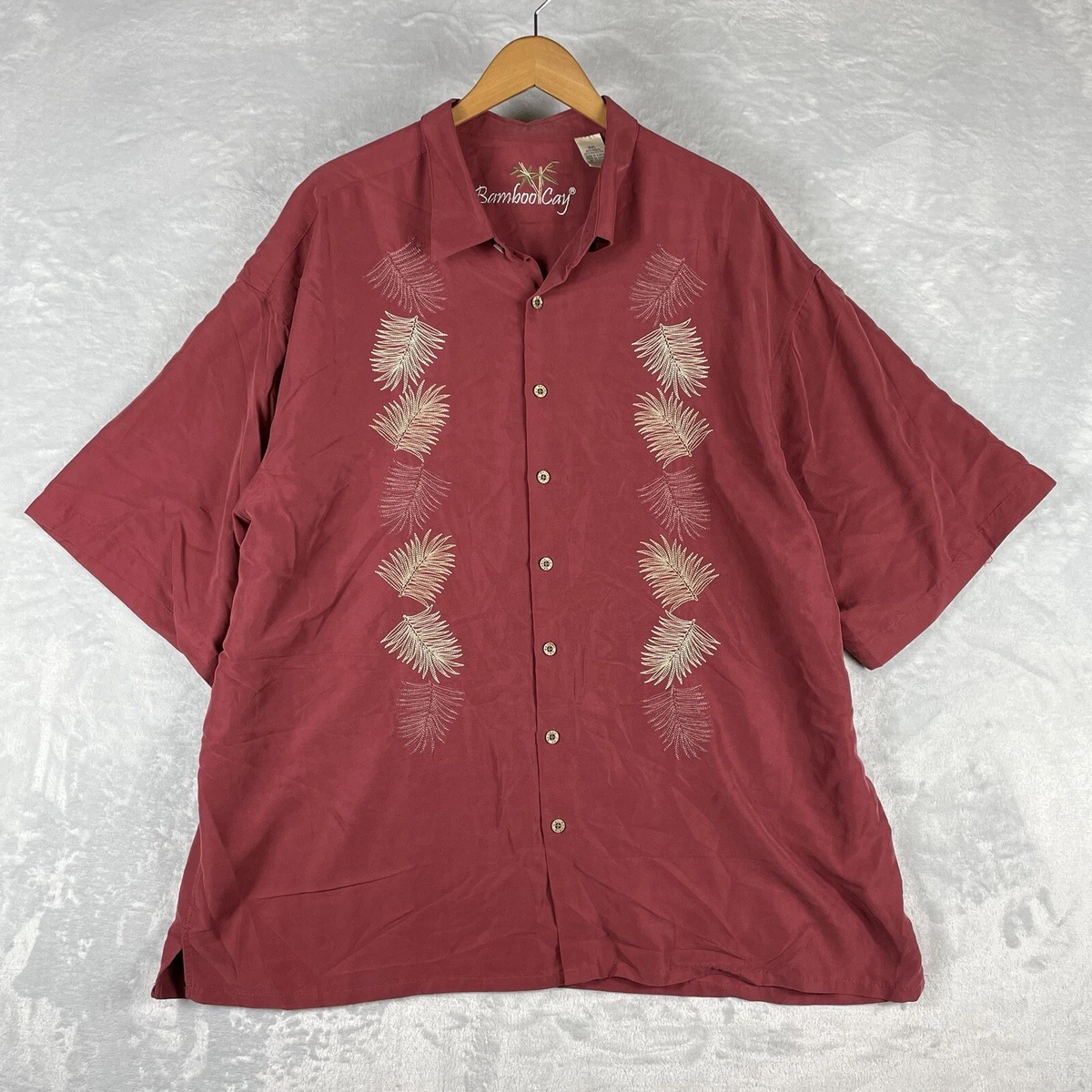 Bamboo Cay Men's Hawaiian Shirt - Embroidered Palm Tree Button Down Casual Resort Shirt (2XL, Banana) 10 thumbnail image