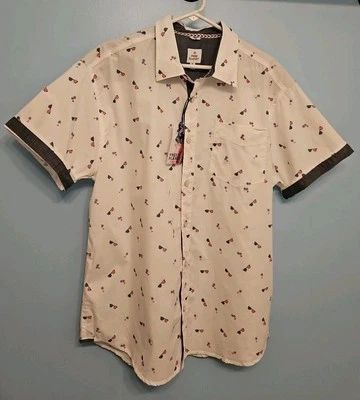 Free Planet Mens Shirt Size 1X Stars Stripes Sunglasses and Palm Trees Christmas - Image 1 of 4