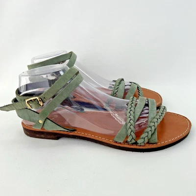 Sandalias Gladiador Klimatsakis Cuero Verde Hechas a Mano en Grecia Talla 2 (10.5-11) Foto 1 de 4