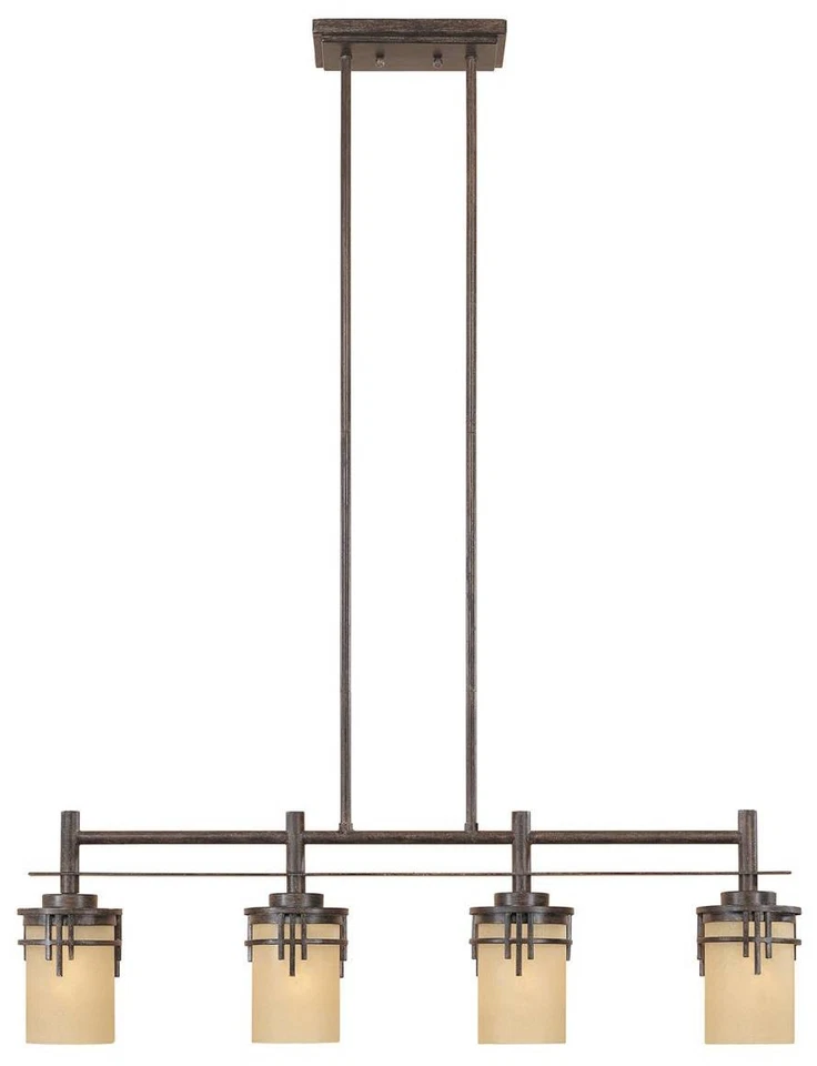 Lámpara de araña lineal Mission Ridge 35 1/2" de caoba cálida y vidrio Scavo Foto 1 de 1