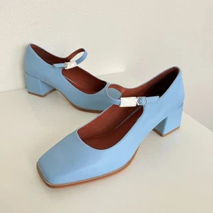 Intentionally Blank Mary Jane Pumps eckige Zehenpartie blau Blockabsatz Damen 12 NEU - Bild 1 von 12