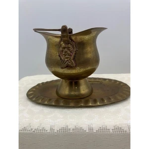 Vintage Brass Bucket on Tray Decorative Ornate Design Unique Home Decor - Picture 1 of 7