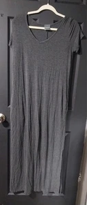 Maxi Vestido Informal Olivia Rae Talla L Gris Jaspeado Bolsillos - Imagen 1 de 6