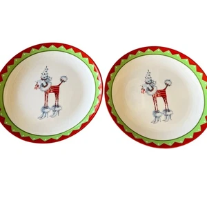 (2) Dept 56 Patience Brewster Krinkles Navidad Perro con Monedero Platos de Ensalada Nuevo - Imagen 1 de 6