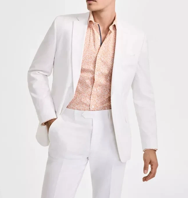 Bar III Men's 42s White Slim Fit 2 Button Suit Jacket Sport Coat Blazer